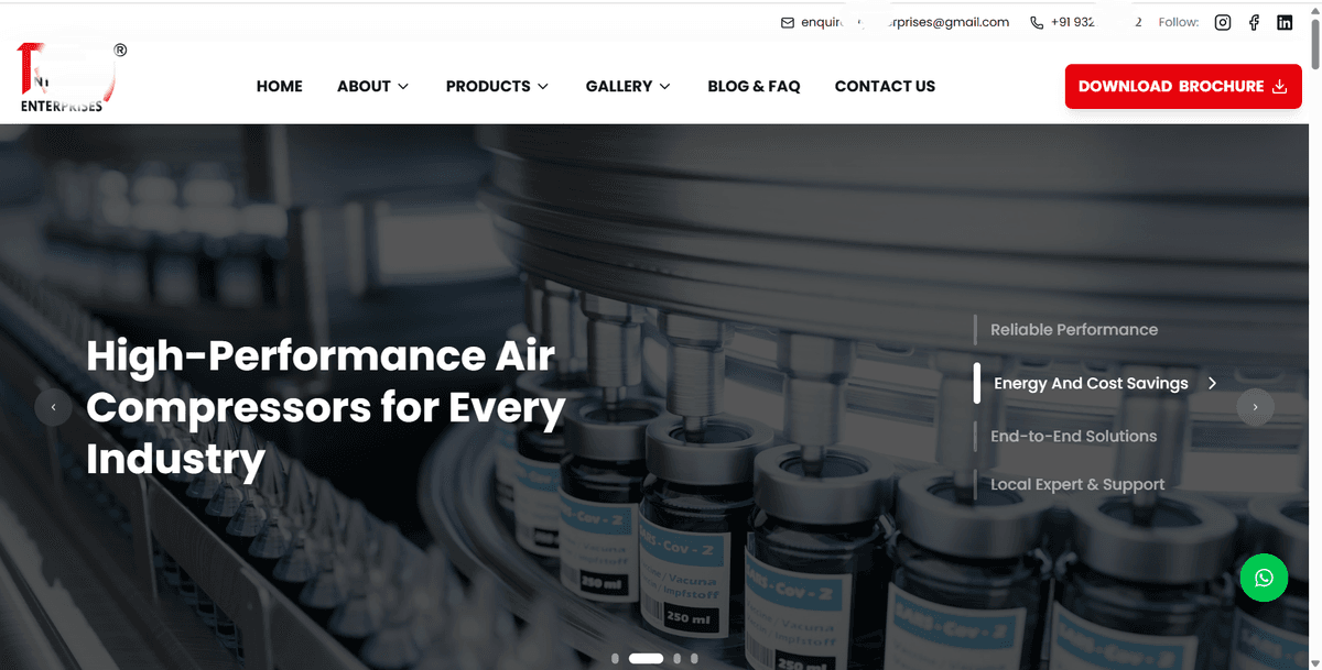 Air Compressor Portal - Scalable Software Architecture & Custom Web Platform